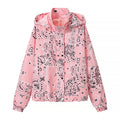 Women's casual graffiti-printed hooded jacket