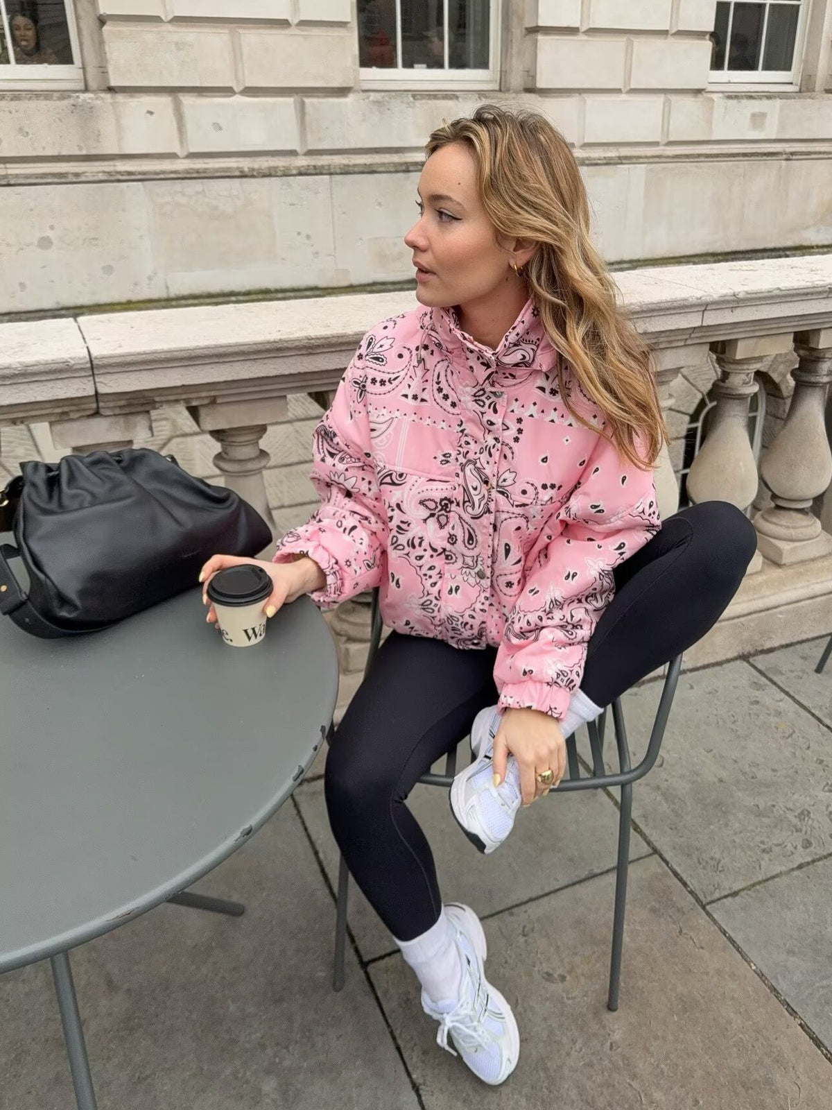 Women's casual graffiti-printed hooded jacket
