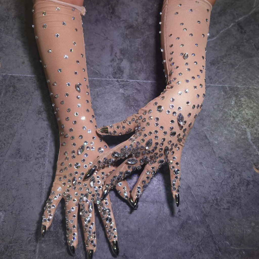Sparkling Rhinestone Gloves