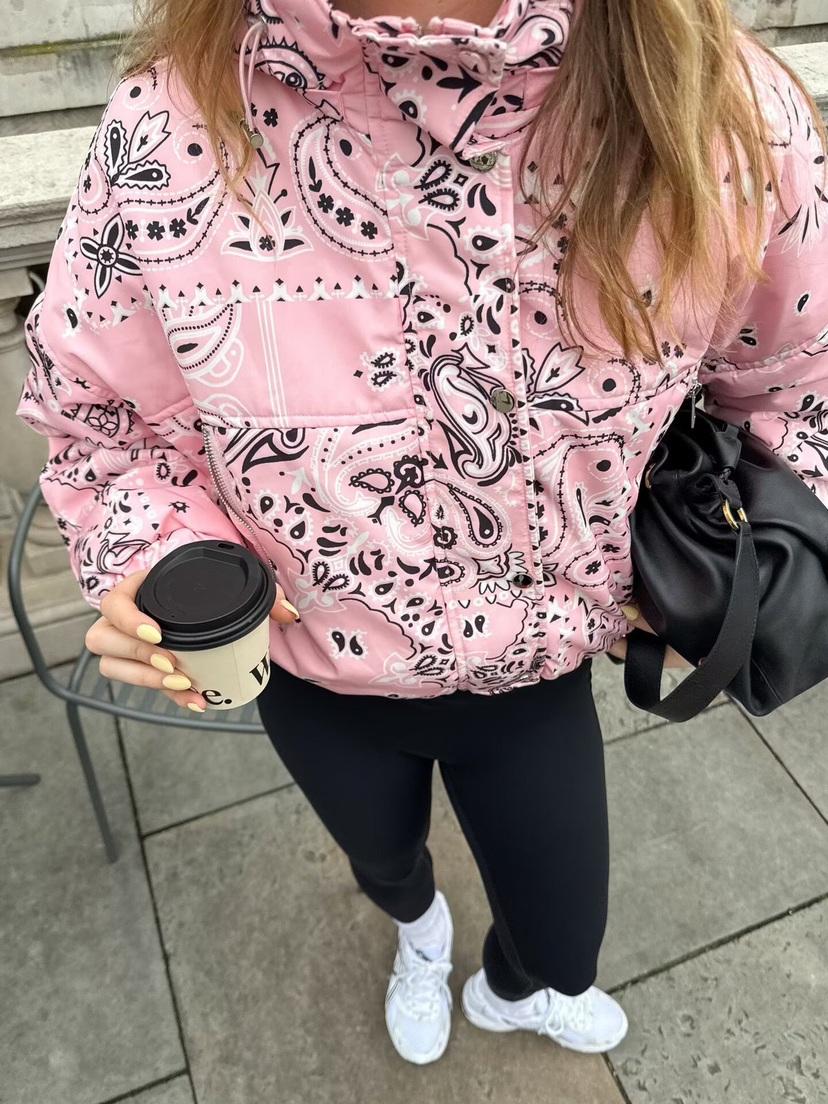Women's casual graffiti-printed hooded jacket