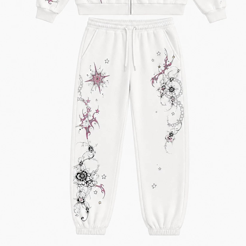 Print Hooded Zipper Sweatshirt